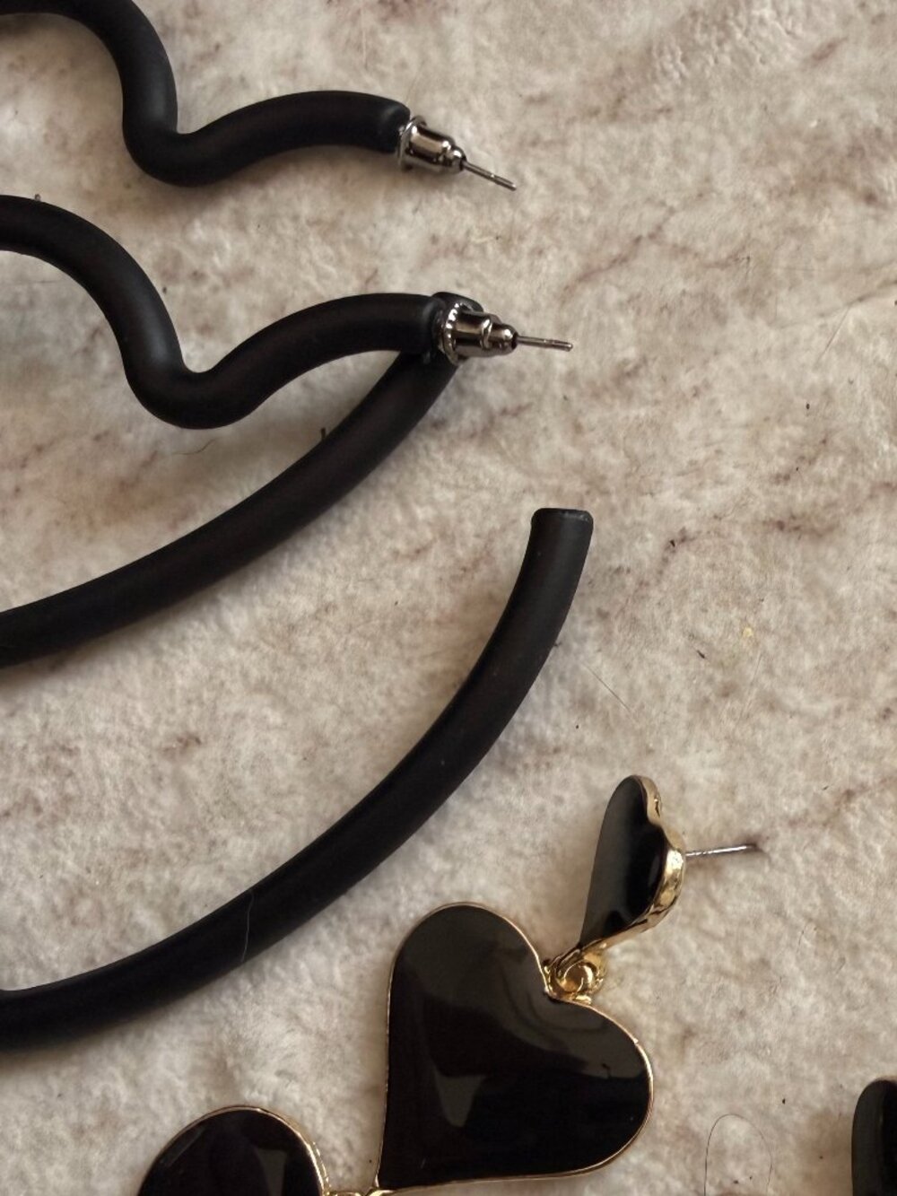 Heart Earrings Bundle (3 Pairs) | Gold & Black | Statement + Minimal - Picture 4 of 4